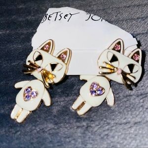 Betsey Johnson dangling cat earrings